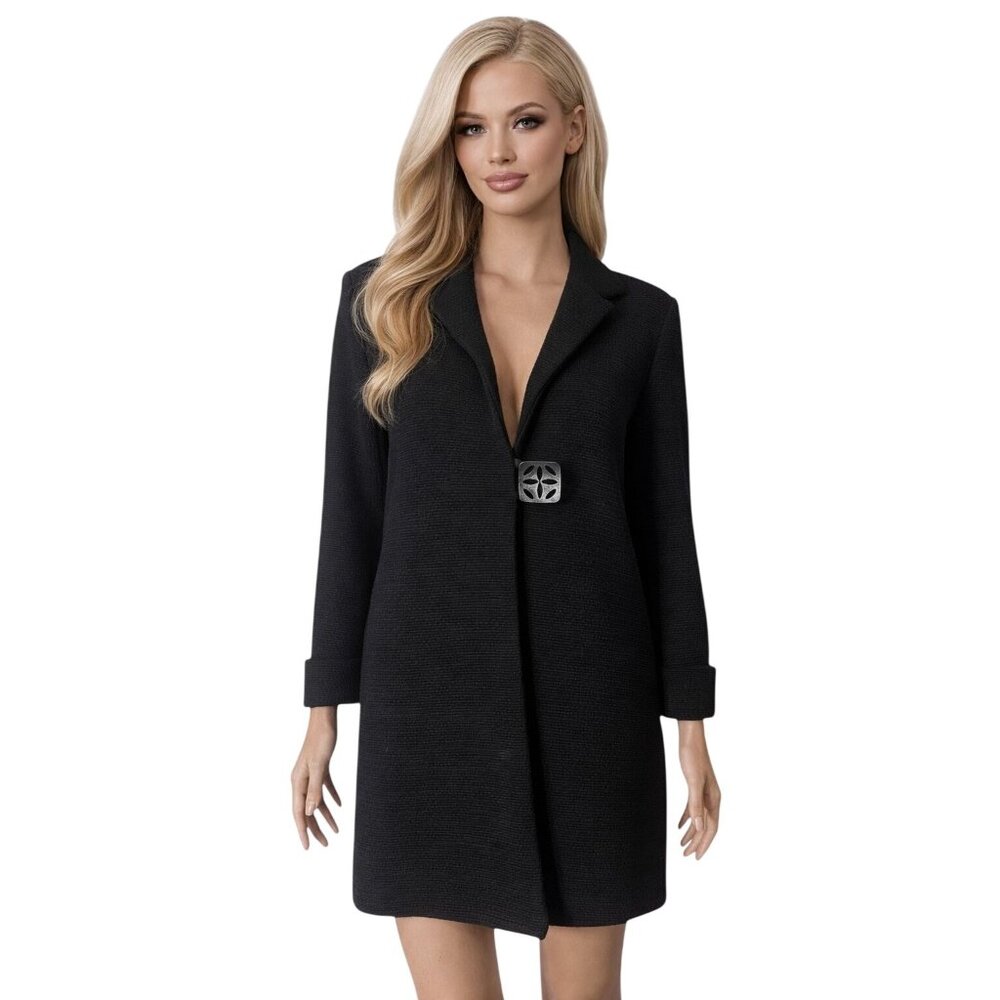 Joseph Ribkoff Black Textured Single Button Jacket Coat Women’s Size 4